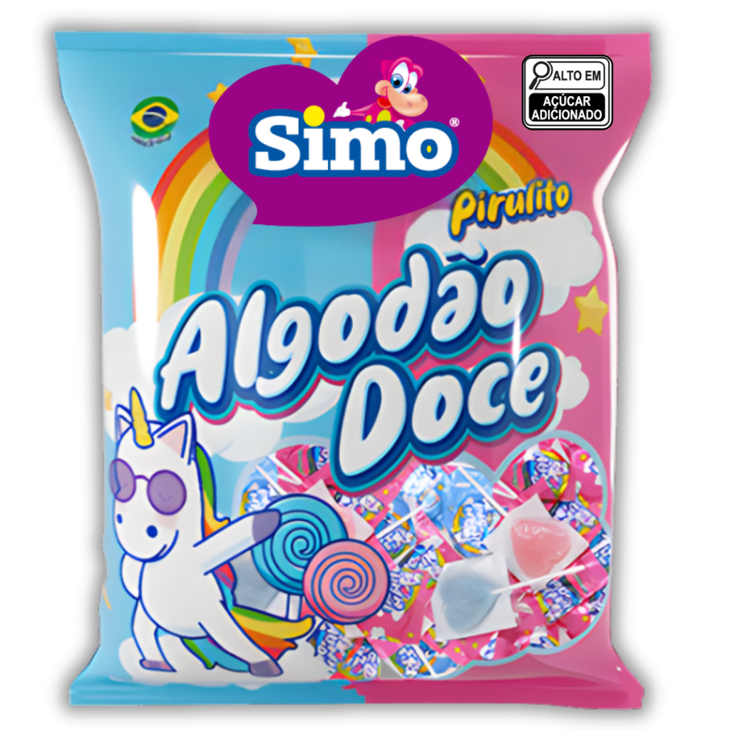 Simo Pirulito Algodão Doce Unicórnio Candy Azul e Rosa 400g Simonetto Simo Pirulito Algodão Doce Unicórnio Candy Azul e Rosa 400g Simonetto