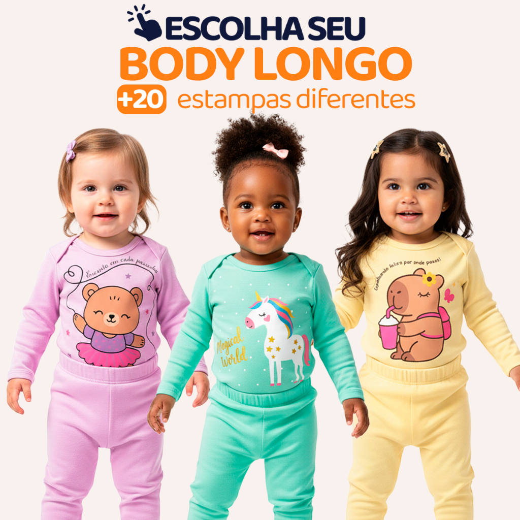 Escolha seu Conjunto Body Bebe Peças de Roupas para Bebê Menina Body Longo + Calça Mijão Roupa de Frio Infantil Bebê L10 Escolha seu Conjunto Body Bebe Peças de Roupas para Bebê Menina Body Longo + Calça Mijão Roupa de Frio Infantil Bebê L10
