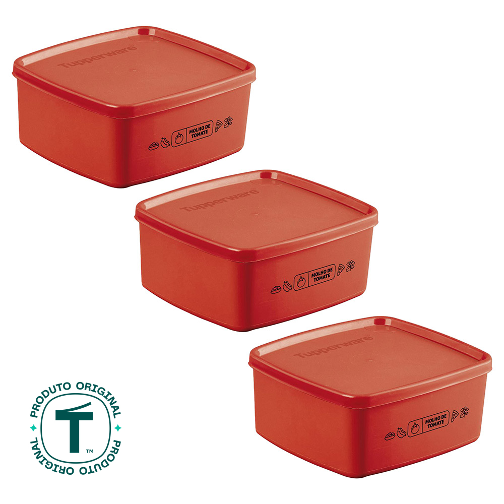 Kit com 3 Potes Herméticos Tupperware Jeitosinho Molho de Tomate 400ml Kit com 3 Potes Herméticos Tupperware Jeitosinho Molho de Tomate 400ml
