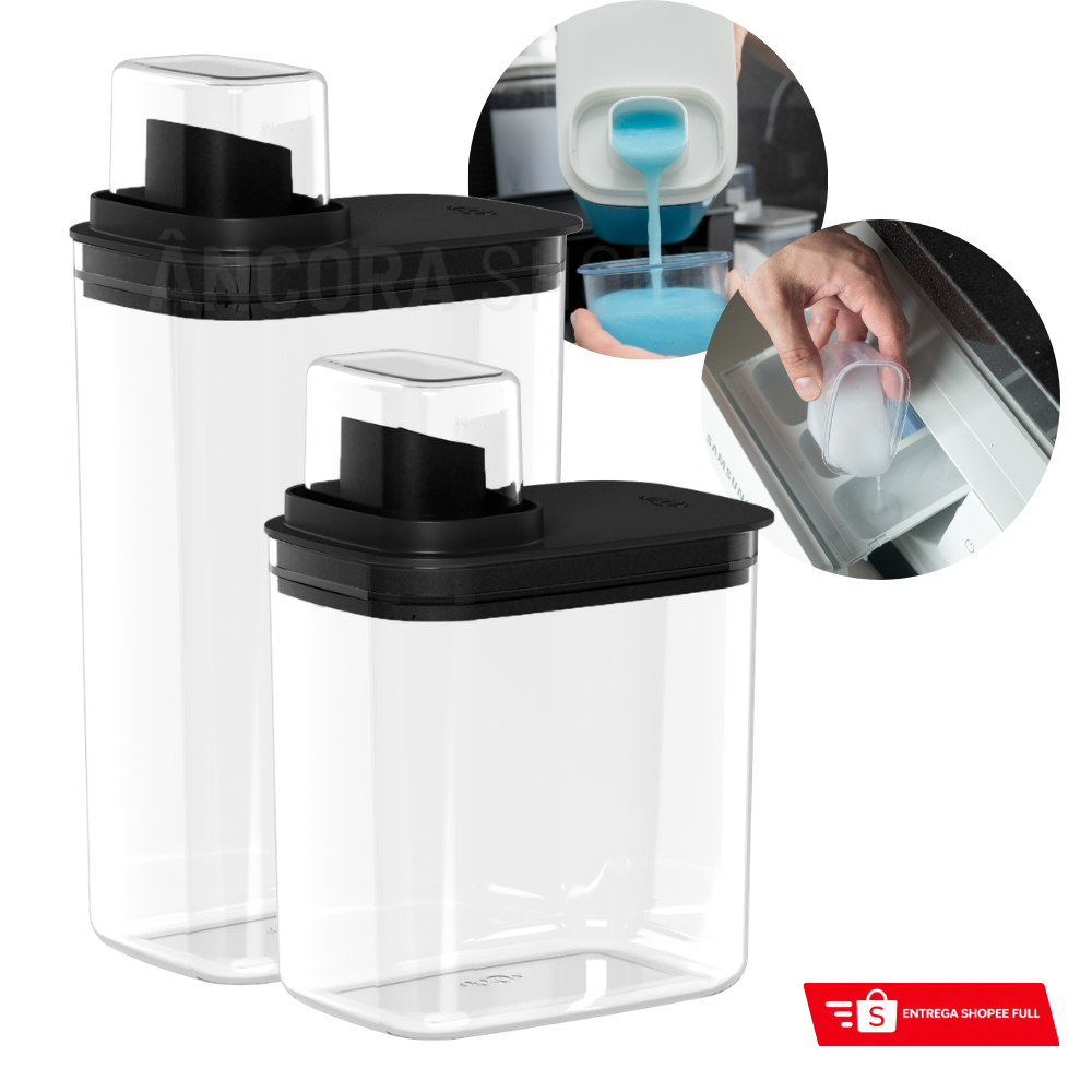 Organizador de Lavanderia 1,5L + 2,3 Litros Porta Amaciante Sabonete Sabão em Pó Liquido Alvejante Organizador de Lavanderia 1,5L + 2,3 Litros Porta Amaciante Sabonete Sabão em Pó Liquido Alvejante