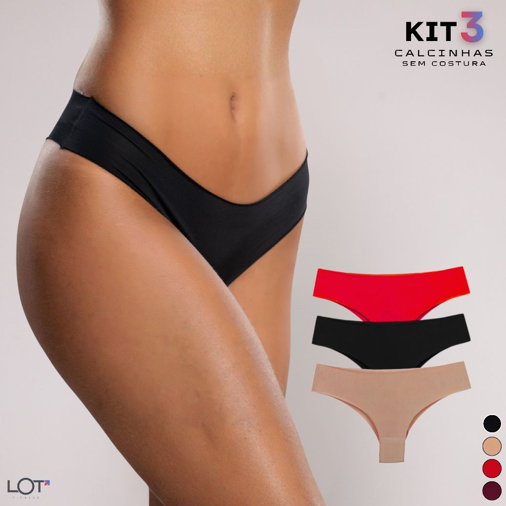 Kit 3 Calcinha Sem Costura Feminina Corte a Laser Que Não Marca na Roupa Academia Conforto Invisível Kit 3 Calcinha Sem Costura Feminina Corte a Laser Que Não Marca na Roupa Academia Conforto Invisível