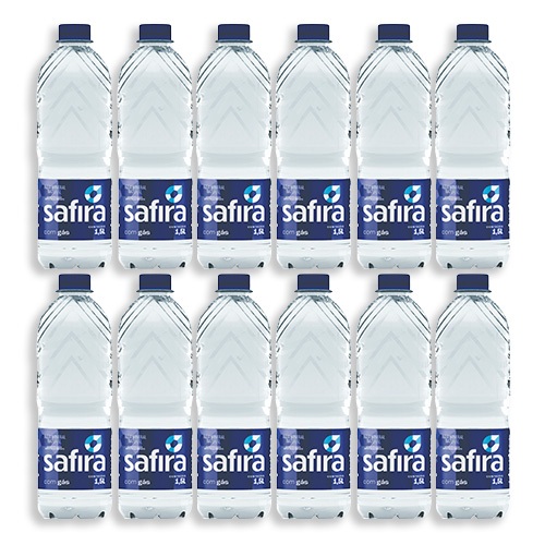 Safira Agua Mineral Com Gás 1,5lt Fardo com 12 unidades Safira Agua Mineral Com Gás 1,5lt Fardo com 12 unidades