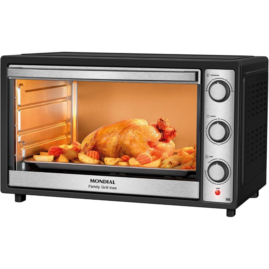 Forno MONDIAL Elétrico 52L Grand Family II, Preto/Inox, 1800W, 110V – FRN-52-B Forno MONDIAL Elétrico 52L Grand Family II, Preto/Inox, 1800W, 110V – FRN-52-B