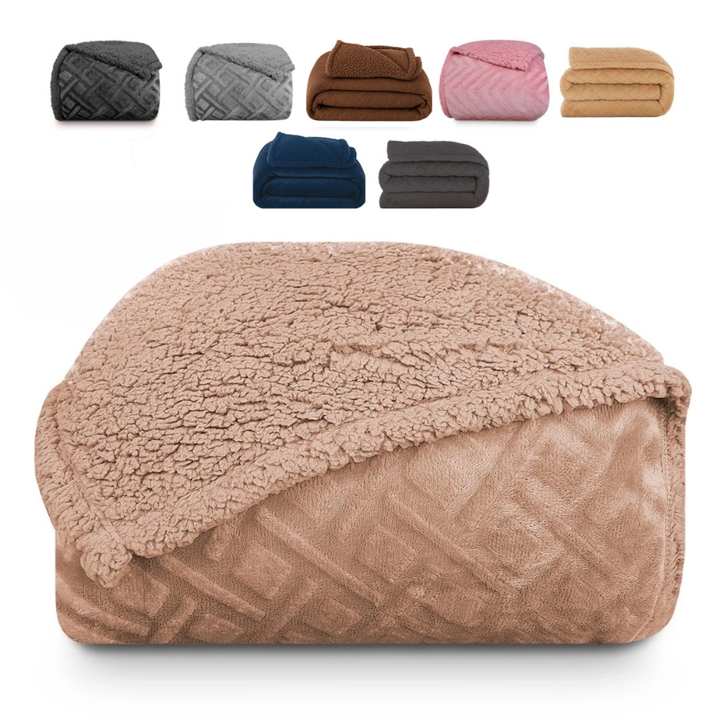 Coberdrom Edredom Manta Queen Aveludado com Sherpa Soft Dupla face – BF Colchões