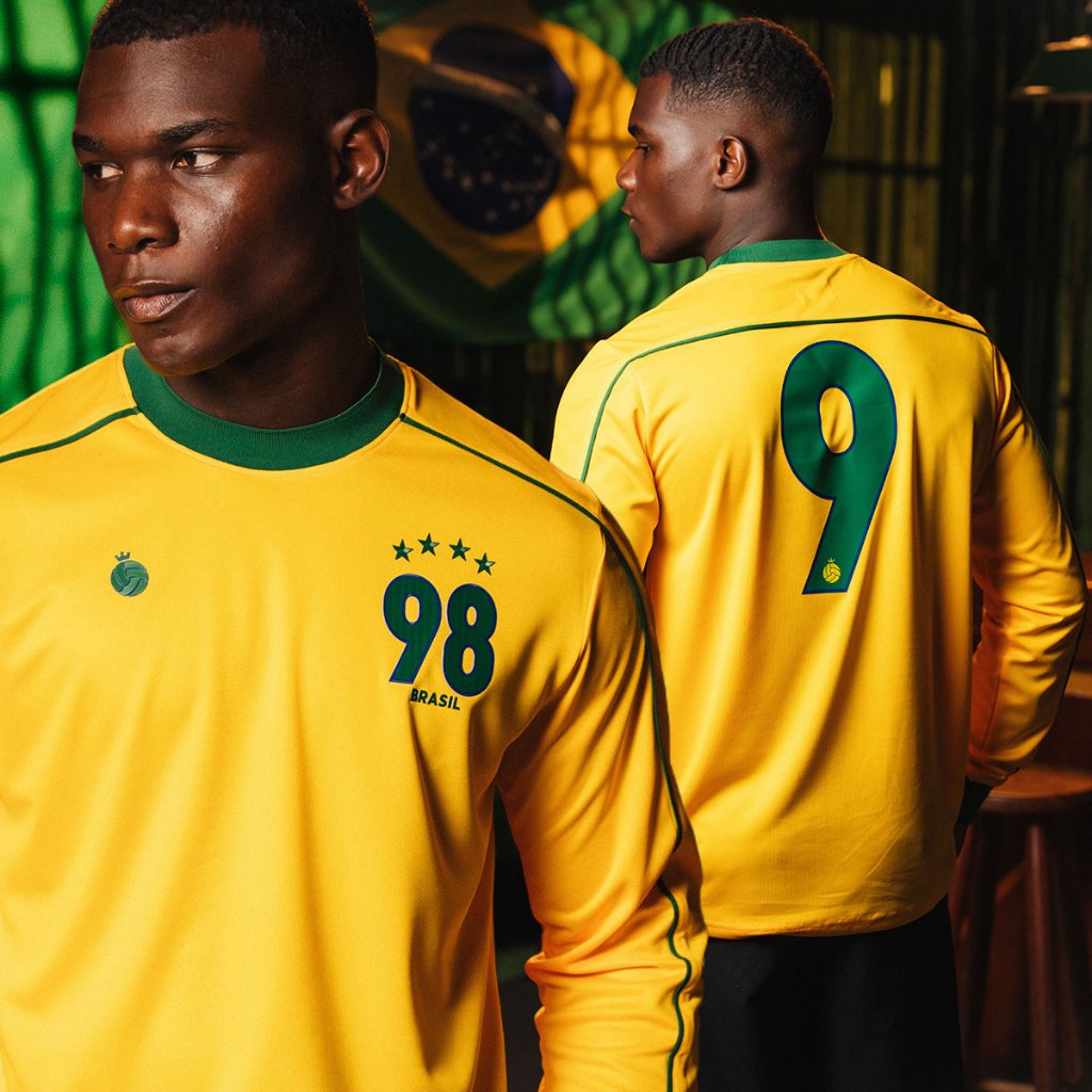 Camisa Brasil 1998 Retrô Manga Longa Masculina Camisa Brasil 1998 Retrô Manga Longa Masculina