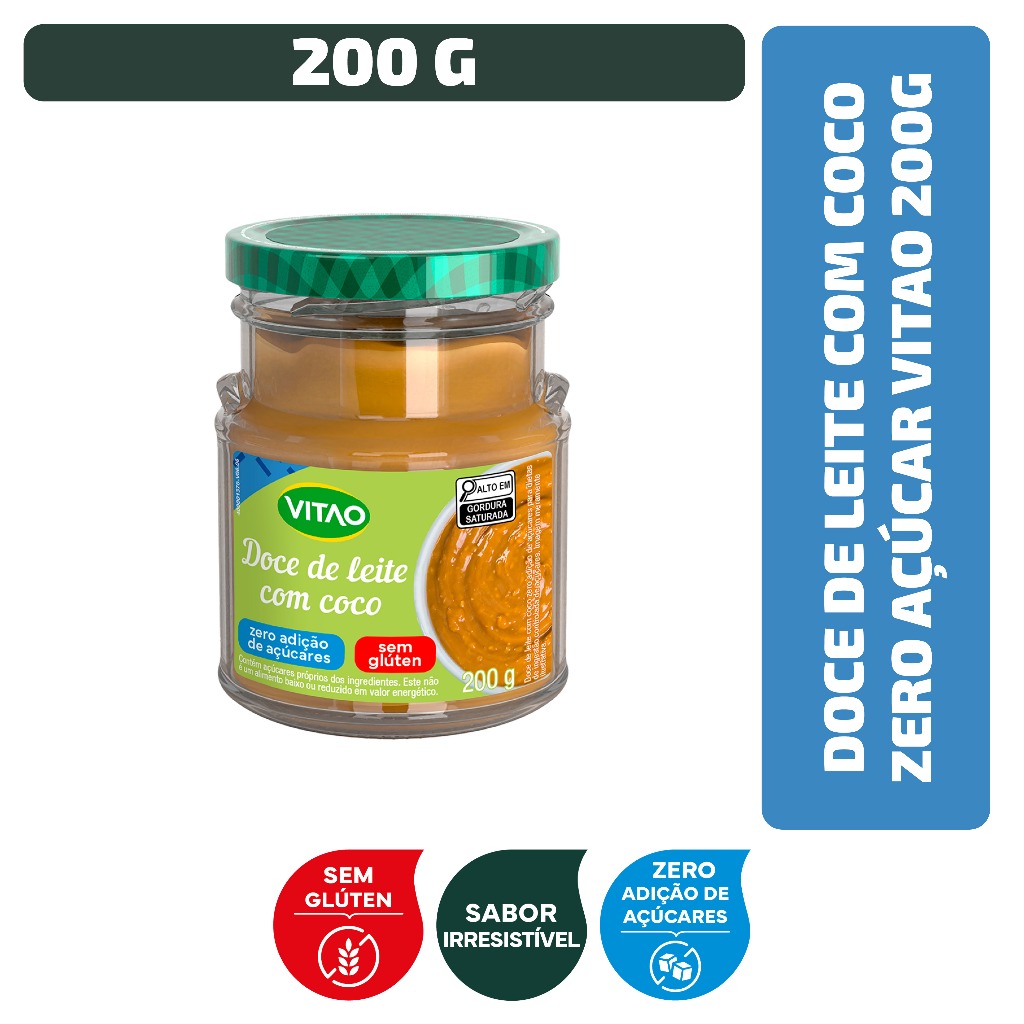 Doce de Leite com Coco Zero Açúcar Vitao 200 g Doce de Leite com Coco Zero Açúcar Vitao 200 g