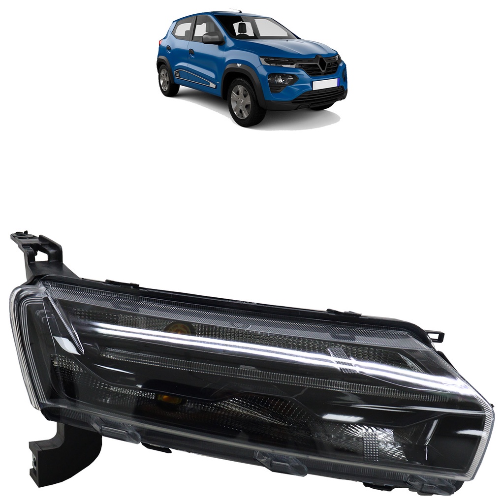 Farol Dianteiro Kwid 2022 2023 2024 2025 Led Máscara Cromada Superior Lisa Farol Dianteiro Kwid 2022 2023 2024 2025 Led Máscara Cromada Superior Lisa