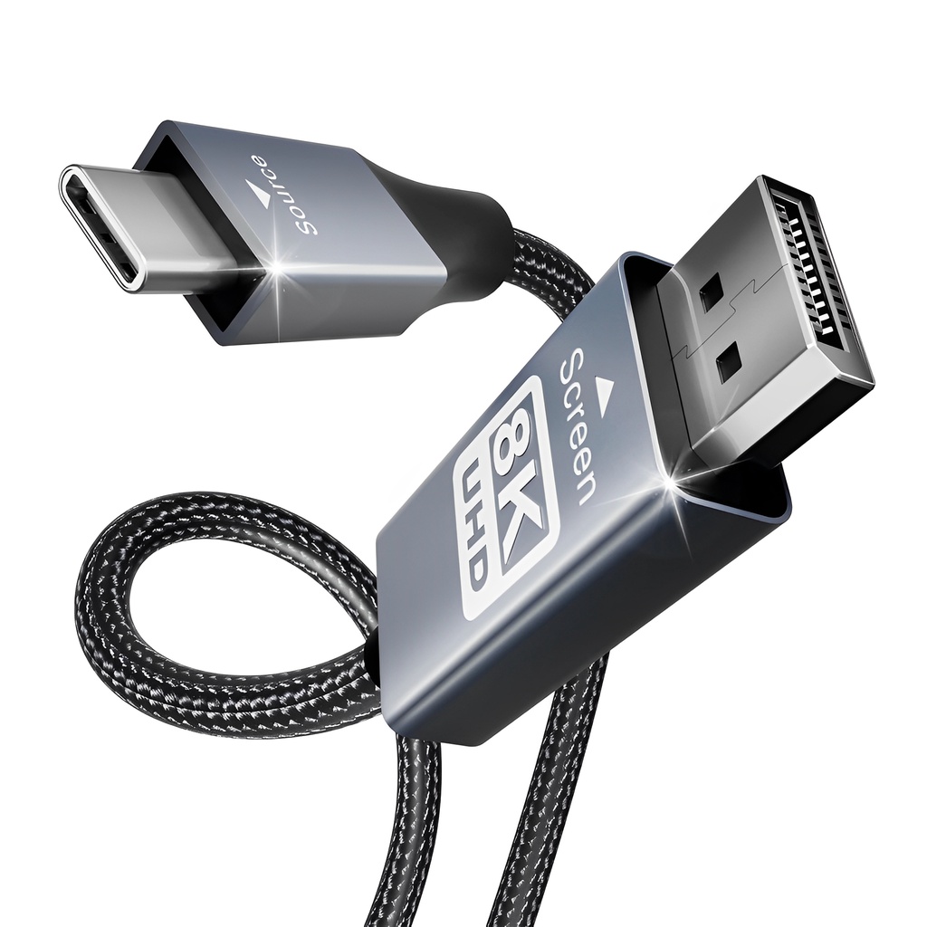 Cabo Usb C p/DisplayPort Benfei 8k80Hz Macho/Macho Cinza Cabo Usb C p/DisplayPort Benfei 8k80Hz Macho/Macho Cinza
