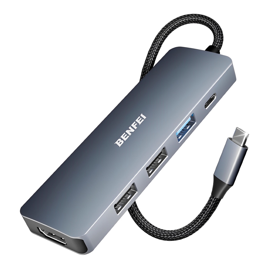 Hub Adaptador Multifuncional Benfei 5 em 1 p/Usb C Cinza Hub Adaptador Multifuncional Benfei 5 em 1 p/Usb C Cinza