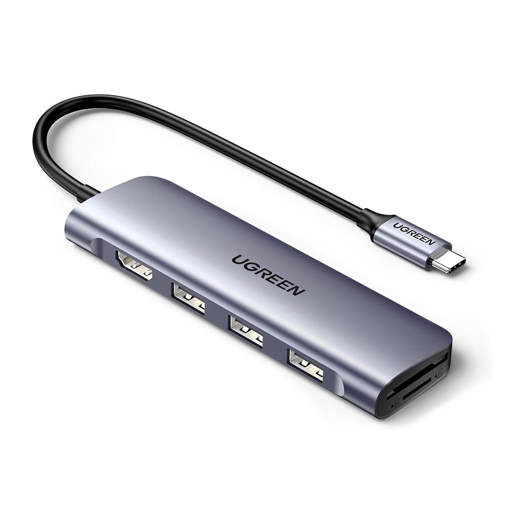 Hub Adaptador Multifuncional Ugreen 6 em 1 p/Usb-C Cinza Hub Adaptador Multifuncional Ugreen 6 em 1 p/Usb-C Cinza
