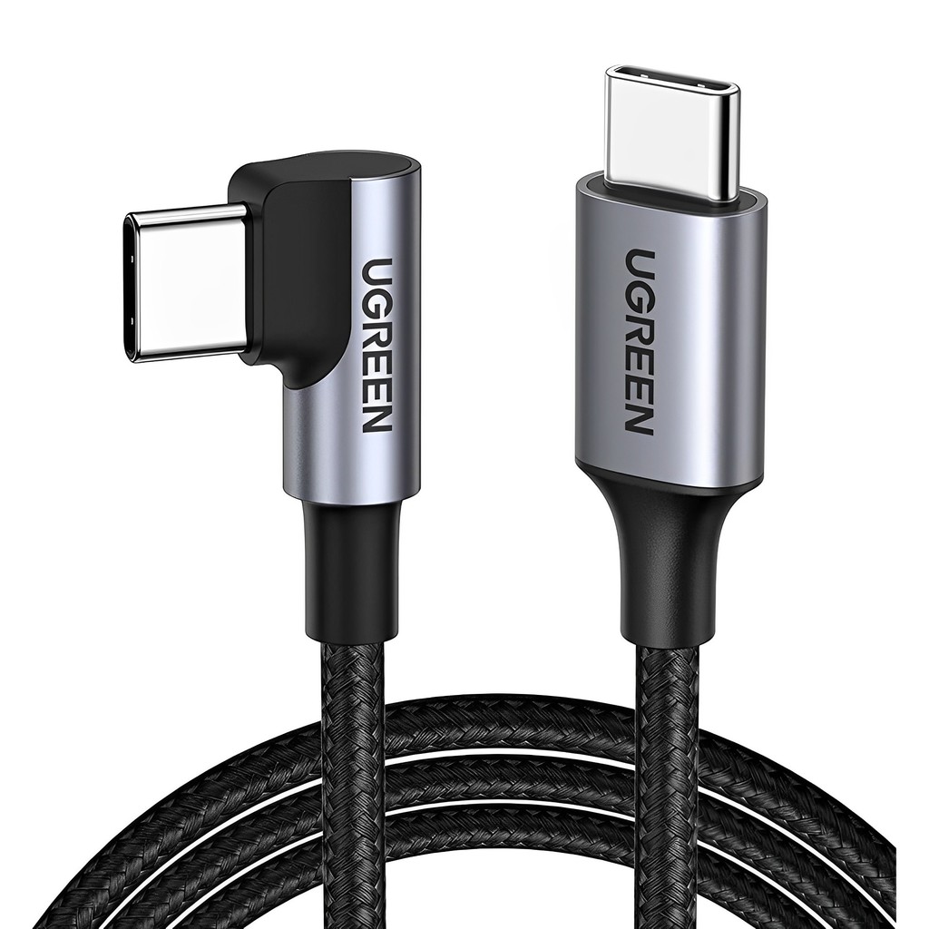 Cabo Usb-C Ugreen p/ Usb C 2.0 Ângulo de 90 Graus 1 Metro Cabo Usb-C Ugreen p/ Usb C 2.0 Ângulo de 90 Graus 1 Metro