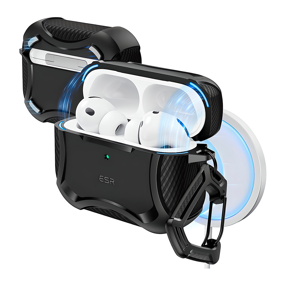 Capa ESR para AirPods Pro 3 (2025) MagSafe Cyber Serie Preta Capa ESR para AirPods Pro 3 (2025) MagSafe Cyber Serie Preta