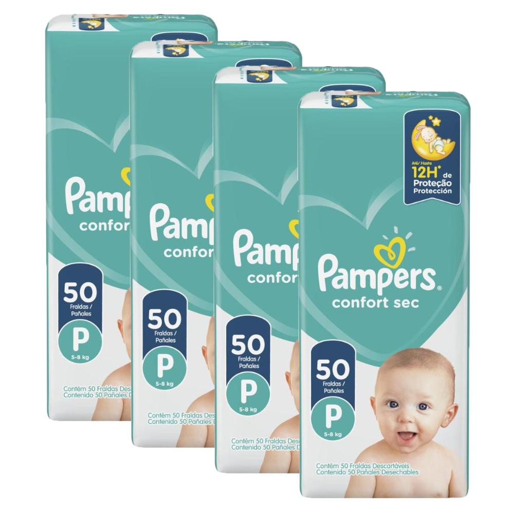 Kit Fralda Pampers Confort Sec Tamanho P com 200 unidades Kit Fralda Pampers Confort Sec Tamanho P com 200 unidades