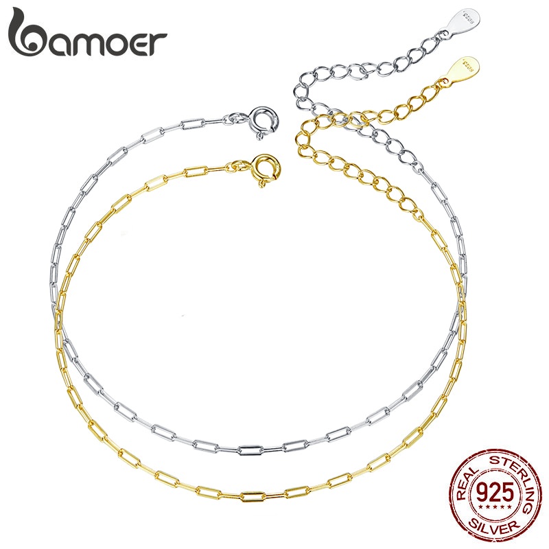 Bamoer Pulseira Duas Cores Real Prata Esterlina 925 Estilo Simples Para As Mulheres Da Moda Jóias Scb221 Bamoer Pulseira Duas Cores Real Prata Esterlina 925 Estilo Simples Para As Mulheres Da Moda Jóias Scb221