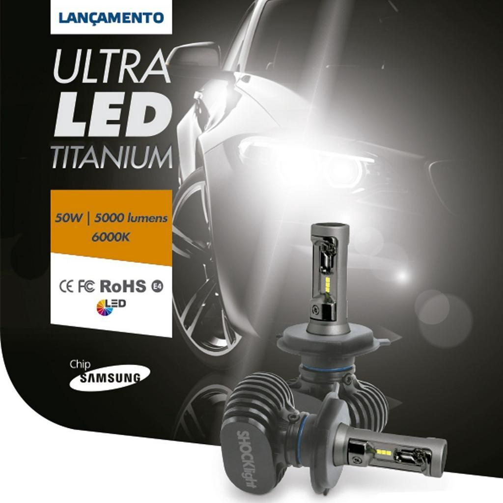 Kit Lampada Led Automotiva Ultra Led Shock Light Encaixe H16 Kit Lampada Led Automotiva Ultra Led Shock Light Encaixe H16