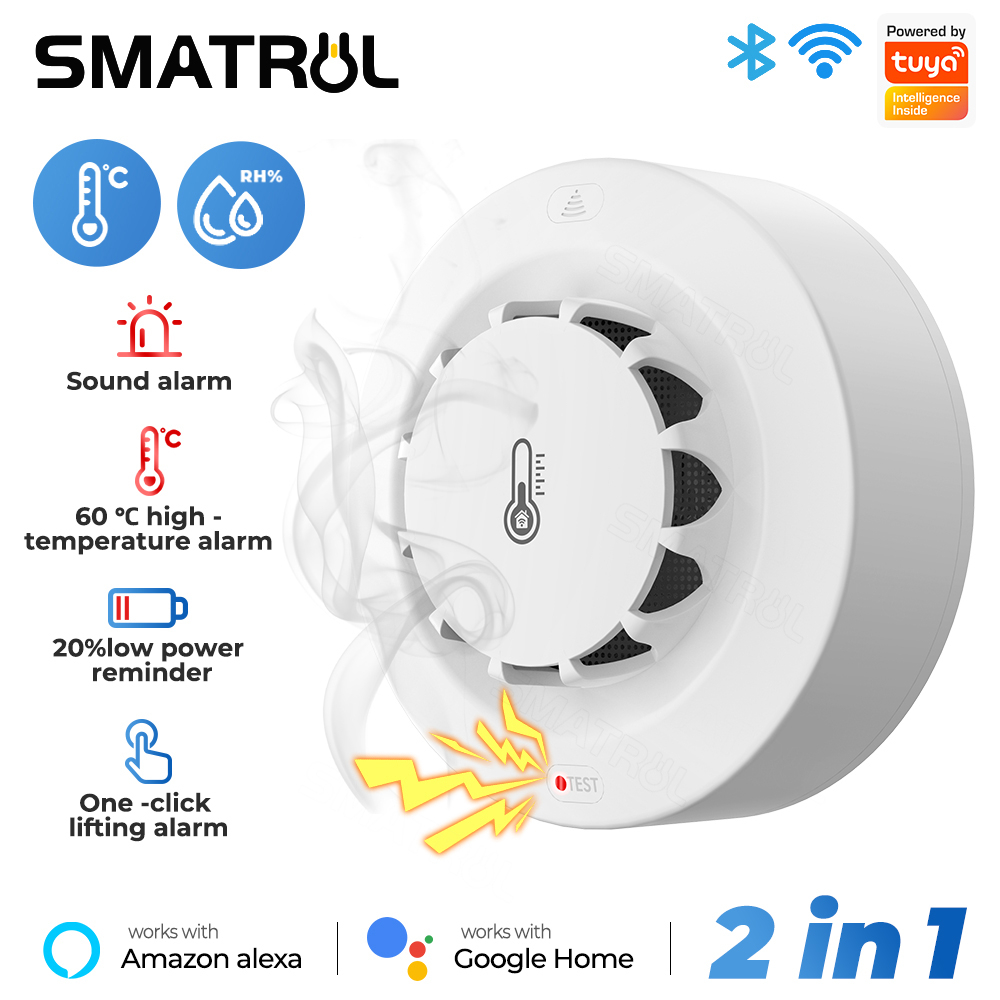 SMATRUL Tuya Wifi Alarme De Fumaça Inteligente Detecção De Temperatura E Umidade Higrômetro Para Alexa Google Home Sistema De Segurança Doméstica Bombeiro SMATRUL Tuya Wifi Alarme De Fumaça Inteligente Detecção De Temperatura E Umidade Higrômetro Para Alexa Google Home Sistema De Segurança Doméstica Bombeiro