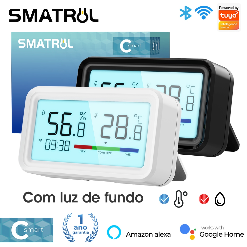 SMATRUL Tuya Smart Home Digital Sem Fio Higrômetro Para Uso Interno Monitor De Sensor Com Luz De Fundo Aplicativo Remoto De Voz Alexa Google Notification Alarm SMATRUL Tuya Smart Home Digital Sem Fio Higrômetro Para Uso Interno Monitor De Sensor Com Luz De Fundo Aplicativo Remoto De Voz Alexa Google Notification Alarm