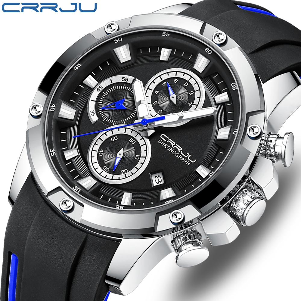 CRRJU Relógios Dos Homens Marca Original Luminosa Multifuncional Moda Business Casual Quartzo De Couro De Borracha À Prova D’água 2298 X CRRJU Relógios Dos Homens Marca Original Luminosa Multifuncional Moda Business Casual Quartzo De Couro De Borracha À Prova D’água 2298 X