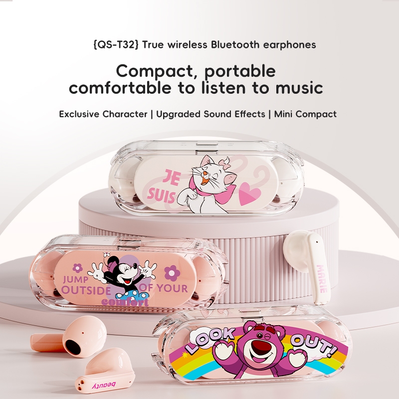 Disney QS-T32 Fone De Ouvido Bluetooth Alta Fidelidade Qualidade Som Chamadas HD Baixa Latência Disney QS-T32 Fone De Ouvido Bluetooth Alta Fidelidade Qualidade Som Chamadas HD Baixa Latência