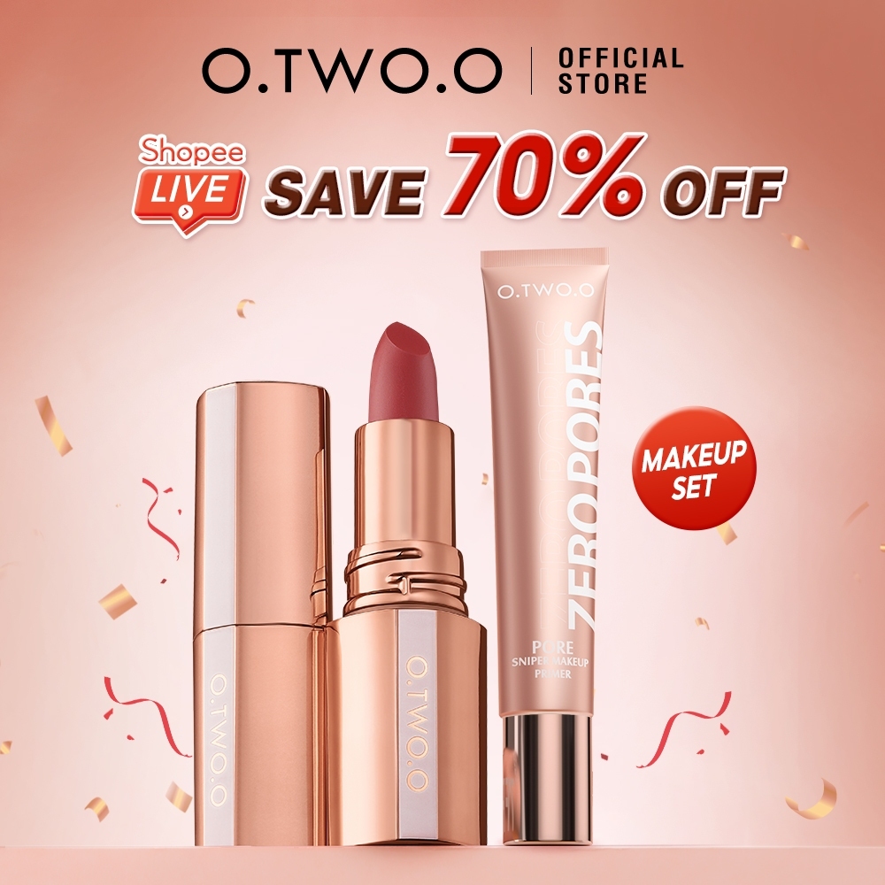 O.TWO.O Conjunto De Maquiagem Misty Kiss Lock Color Matte Batom + Poro Invisível Soft Focus Face Primer O.TWO.O Conjunto De Maquiagem Misty Kiss Lock Color Matte Batom + Poro Invisível Soft Focus Face Primer