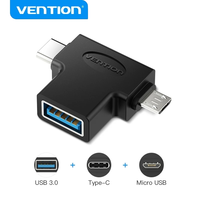 VENTION 2 Em 1 Adaptador OTG Tipo C/Micro USB Para 3.0 Adequado Telefones Celulares/tablets Com Função VENTION 2 Em 1 Adaptador OTG Tipo C/Micro USB Para 3.0 Adequado Telefones Celulares/tablets Com Função