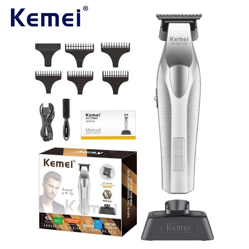 Kemei Zero Gapped Aparador De Cabelo Profissional 9000RPM DLC Máquina De Cortar Sem Fio Barbeiro Acabamento Recarregável Kemei Zero Gapped Aparador De Cabelo Profissional 9000RPM DLC Máquina De Cortar Sem Fio Barbeiro Acabamento Recarregável