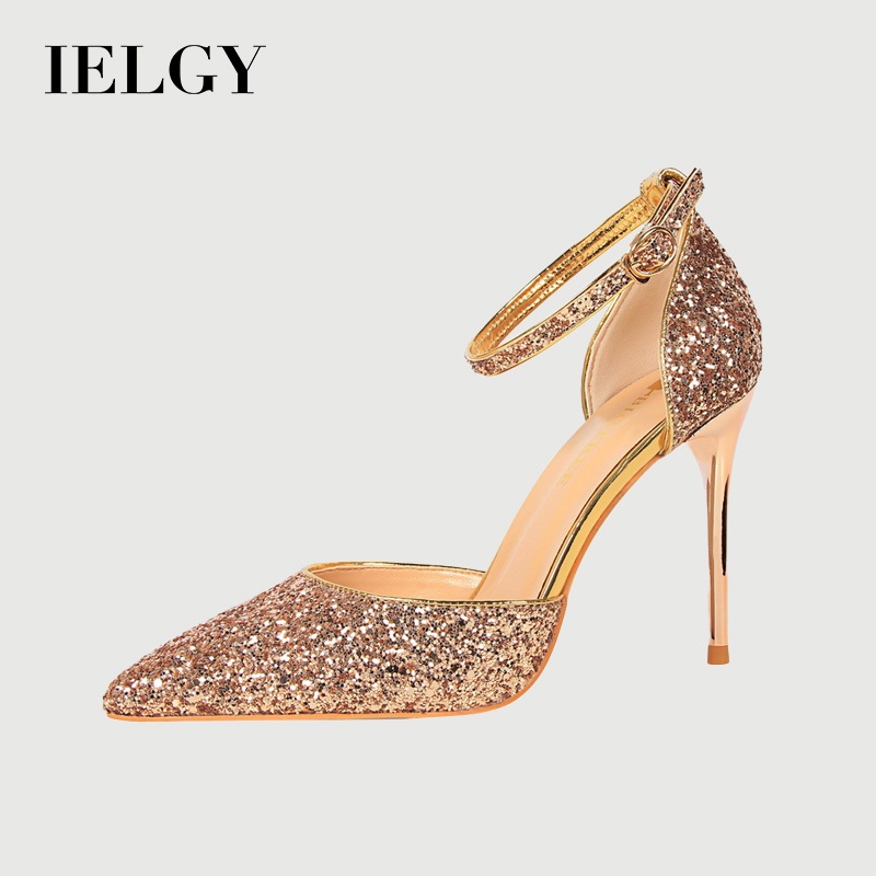 IELGY Salto Agulha Estilo Europeu E Americano Com Alça De Linha Sandálias Femininas Bico Fino Lantejoulas Ocas Boate IELGY Salto Agulha Estilo Europeu E Americano Com Alça De Linha Sandálias Femininas Bico Fino Lantejoulas Ocas Boate