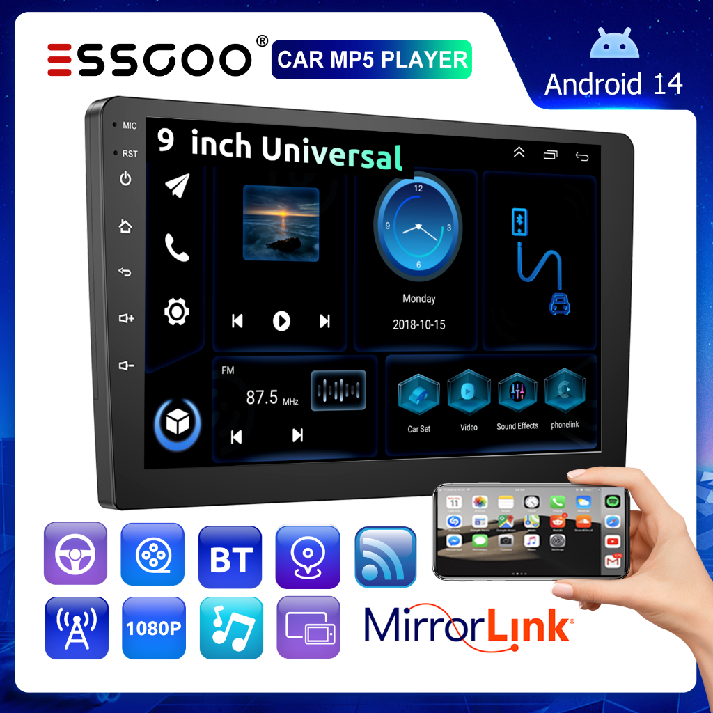 (Envio de São Paulo)ESSGOO 9 Polegadas 2 Din Carro Multimídia Center 2GB 4GB Android 14 MP5 Player Com GPS (Envio de São Paulo)ESSGOO 9 Polegadas 2 Din Carro Multimídia Center 2GB 4GB Android 14 MP5 Player Com GPS