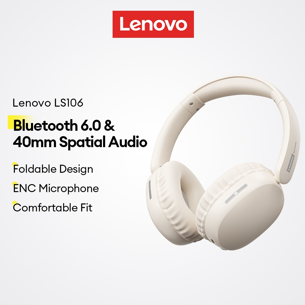 Fones De Ouvido Bluetooth Lenovo LS106 E Fone Sem Fio Com Áudio Espacial 6.0 40 Mm Design Dobrável Fones De Ouvido Bluetooth Lenovo LS106 E Fone Sem Fio Com Áudio Espacial 6.0 40 Mm Design Dobrável
