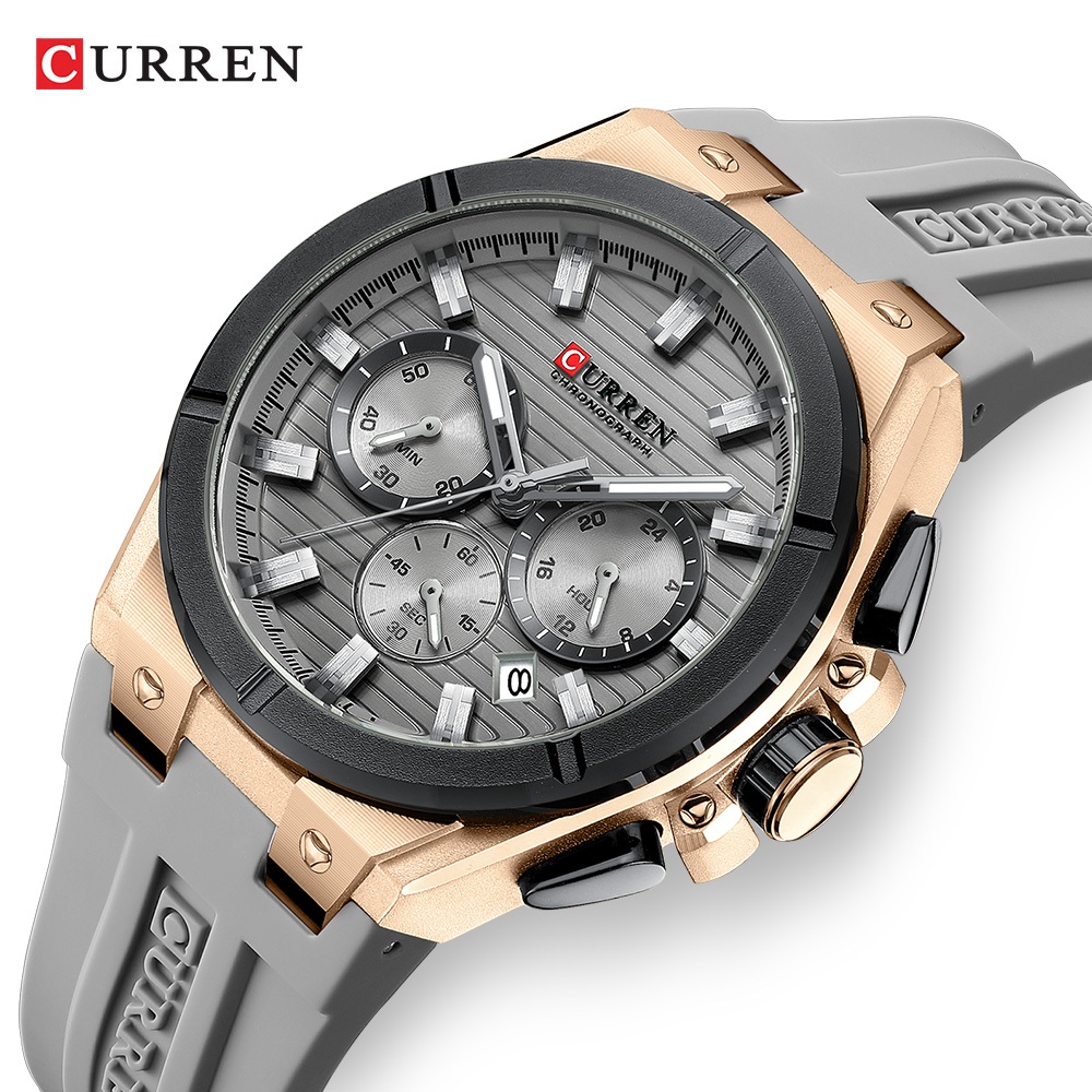 Relógio Masculino-Genuíno CURREN Top Novo Cronógrafo Multifuncional Mãos Luminosas Moda Negócios Pulseira De Silicone Ca Relógio Masculino-Genuíno CURREN Top Novo Cronógrafo Multifuncional Mãos Luminosas Moda Negócios Pulseira De Silicone Ca
