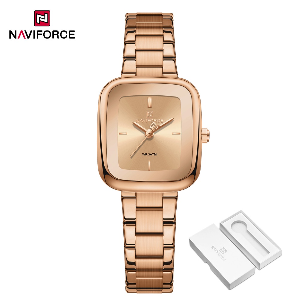 NAVIFORCE 5075 Relógio Feminino Quadrado Elegante Com Movimento De Quartzo Japonês E Pulseira De Aço Inoxidável NAVIFORCE 5075 Relógio Feminino Quadrado Elegante Com Movimento De Quartzo Japonês E Pulseira De Aço Inoxidável