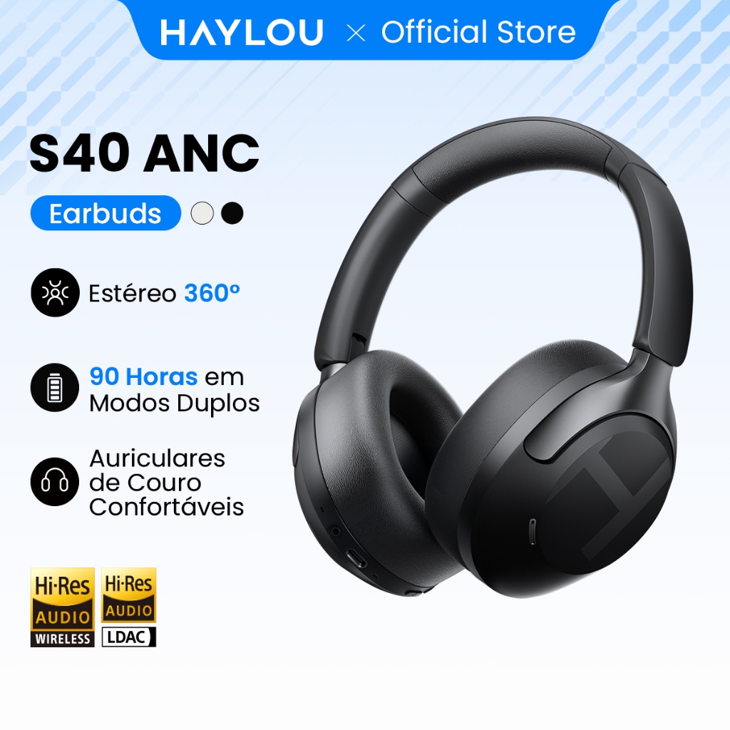 Haylou S40 ANC -50db Fone De Ouvido Sem Fio Cancelamento De Ruído Hi-Res 3D Áudio Espacial Com LDAC Bluetooth6.0 Haylou S40 ANC -50db Fone De Ouvido Sem Fio Cancelamento De Ruído Hi-Res 3D Áudio Espacial Com LDAC Bluetooth6.0