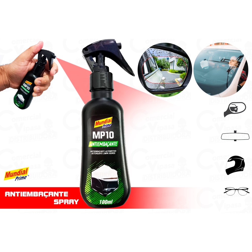 Antiembaçante Spray MP10 Automotivo Para Veículos Carro Moto Viseiras Capacete Vidros Em Geral 100ml