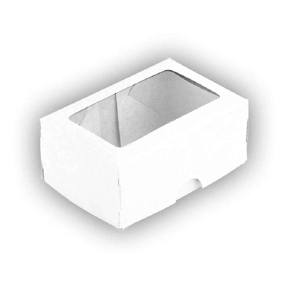 Caixa 2 Doces com Visor S1 6x9x4cm Branca 10un – Assk Rizzo