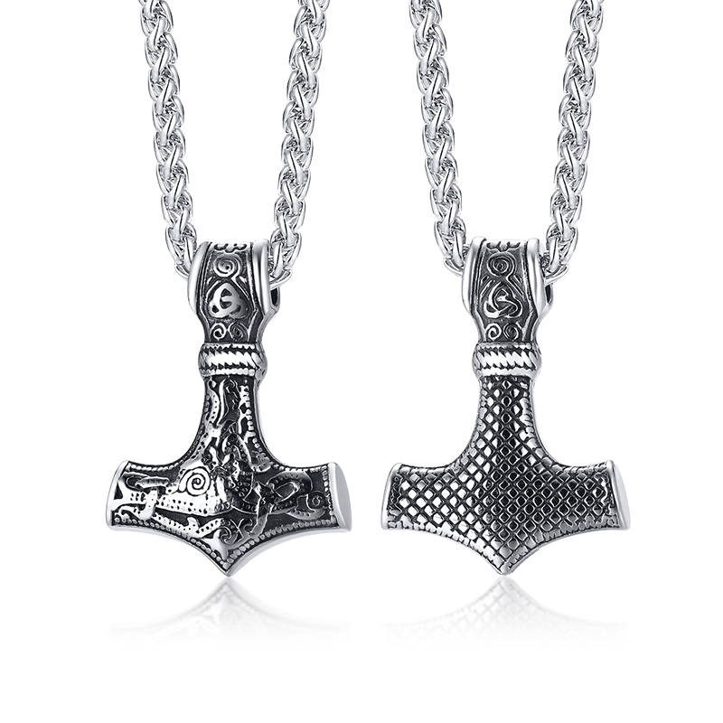 Vnox Colar com Pingente de Martelo de Thor Clássico Viking em Inox Masculino Vnox Colar com Pingente de Martelo de Thor Clássico Viking em Inox Masculino