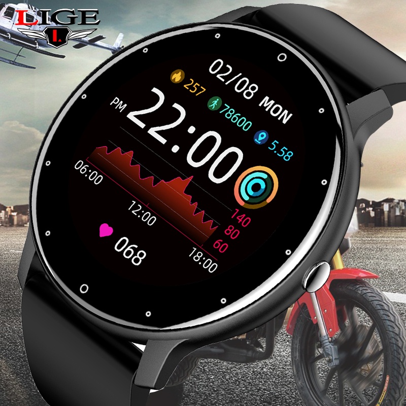 LIGE Novo Relógio Smart Watch Men Tela Full Touch Screen Esportivo IP67 Bluetooth À Prova D’água Para Android ios smartwatch + Caixa LIGE Novo Relógio Smart Watch Men Tela Full Touch Screen Esportivo IP67 Bluetooth À Prova D’água Para Android ios smartwatch + Caixa