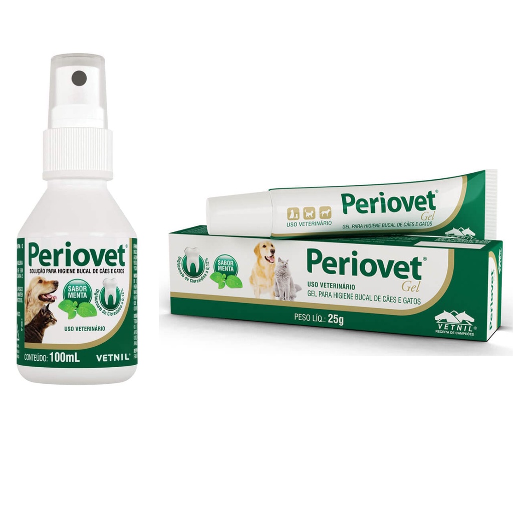 Periovet Spray 100ml + Periovet Gel 25g Anti Tártaro Vetnil Periovet Spray 100ml + Periovet Gel 25g Anti Tártaro Vetnil