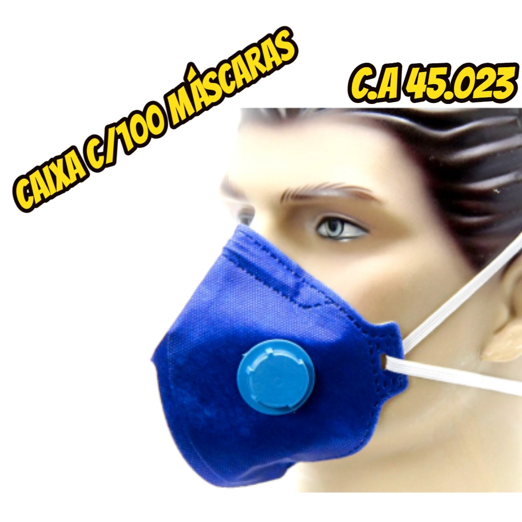 Máscara de proteção facial PFF1 com válvula Caixa c/100 Máscara de proteção facial PFF1 com válvula Caixa c/100