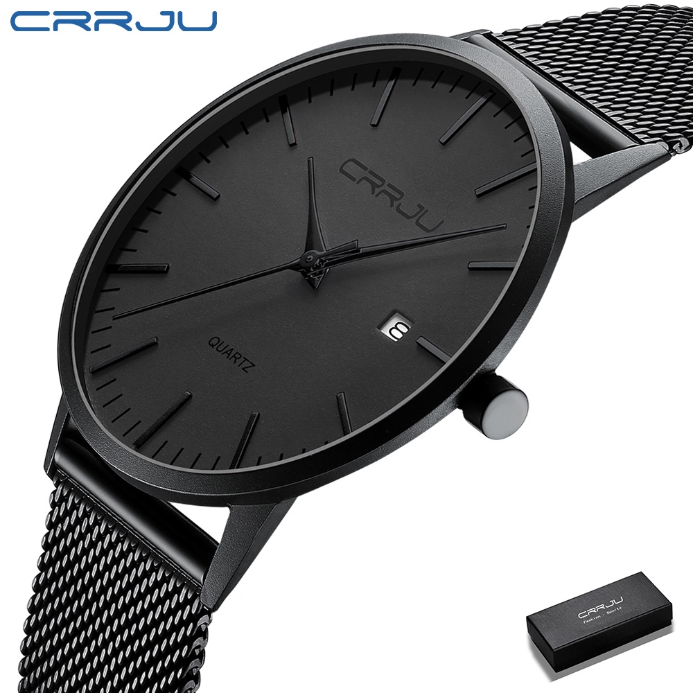 CRRJU Moda Mens Relógios Ultra Fino Quartz Casual À Prova D’água 2172