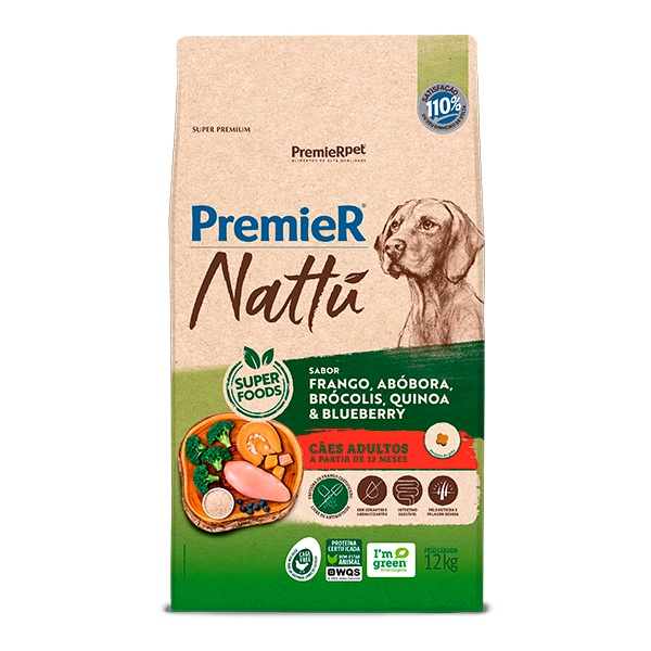 Ração Premier Nattu para Cães Adultos Sabor Abóbora – 12Kg Ração Premier Nattu para Cães Adultos Sabor Abóbora – 12Kg