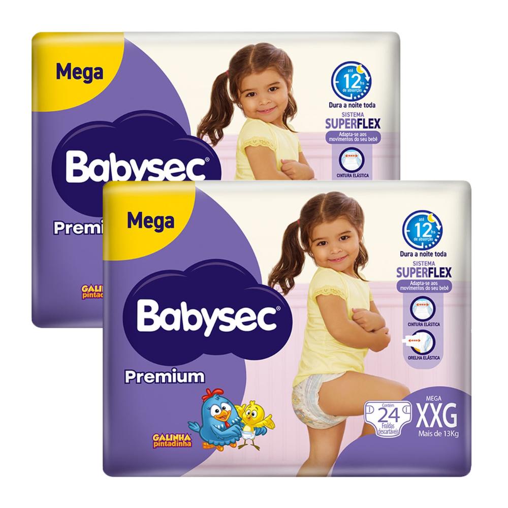 Kit 2 Fraldas Babysec Galinha Pintadinha Premium Tamanho XXG 24 unidades cada Kit 2 Fraldas Babysec Galinha Pintadinha Premium Tamanho XXG 24 unidades cada