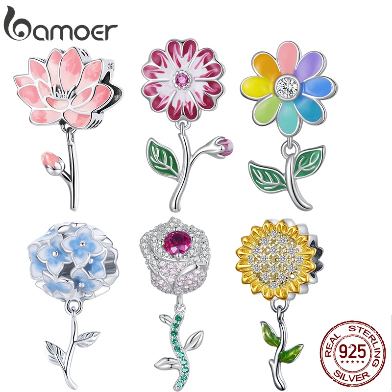 Bamoer 925 Flores De Prata Série De Rosas/Pingente De Moda Lotus Para Acessórios Bamoer 925 Flores De Prata Série De Rosas/Pingente De Moda Lotus Para Acessórios