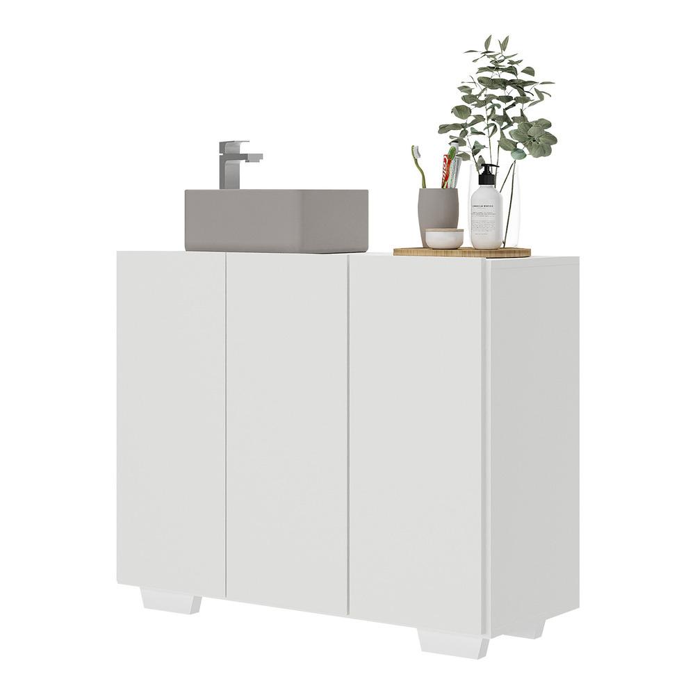 Gabinete Banheiro 3 Portas 90cm Multimóveis MP5031 Branco Gabinete Banheiro 3 Portas 90cm Multimóveis MP5031 Branco
