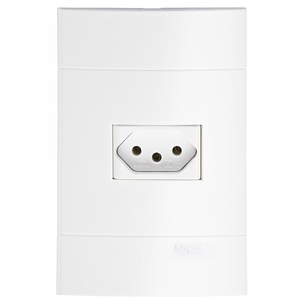 Conjunto Tomada 10A 2P+T 250V 4×2 Branco Lunare P/ Instalações Residenciais Schneider Sala/Quarto Conjunto Tomada 10A 2P+T 250V 4×2 Branco Lunare P/ Instalações Residenciais Schneider Sala/Quarto