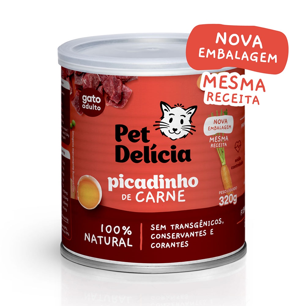 Racao Umida Pet Delicia Gatos Picadinho de Carne – 320g Racao Umida Pet Delicia Gatos Picadinho de Carne – 320g