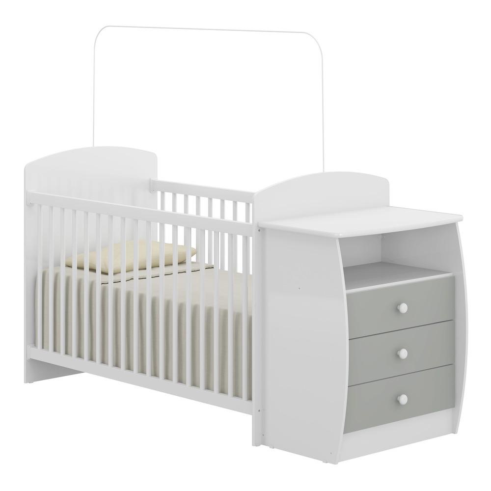 Berço Cômoda para Colchão 60 x 130 cm Rafael Multimóveis FG0516 Branco/Cinza Berço Cômoda para Colchão 60 x 130 cm Rafael Multimóveis FG0516 Branco/Cinza