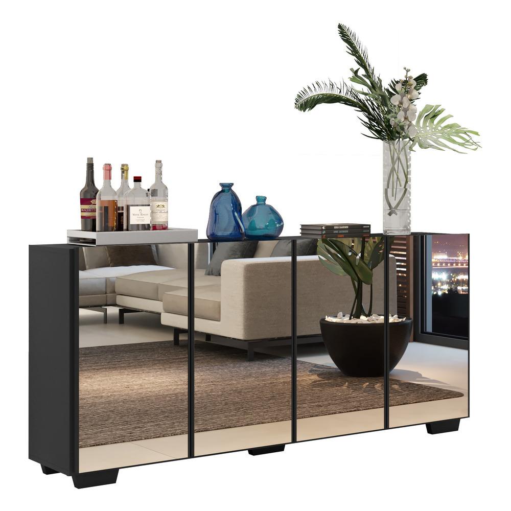 Aparador Buffet com Espelho Multimóveis Vegas com 4 Portas FG3560 Preto Aparador Buffet com Espelho Multimóveis Vegas com 4 Portas FG3560 Preto