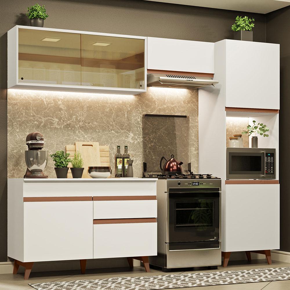 Cozinha Completa Madesa Reims XA250003 com Armário e Balcão – Branco Cozinha Completa Madesa Reims XA250003 com Armário e Balcão – Branco