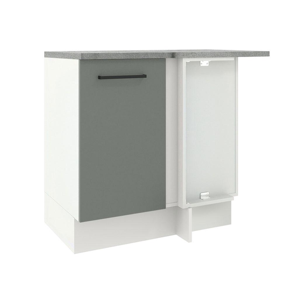 Balcão Armário de Cozinha de Canto 1 Porta Branco/Cinza Agata Madesa Balcão Armário de Cozinha de Canto 1 Porta Branco/Cinza Agata Madesa
