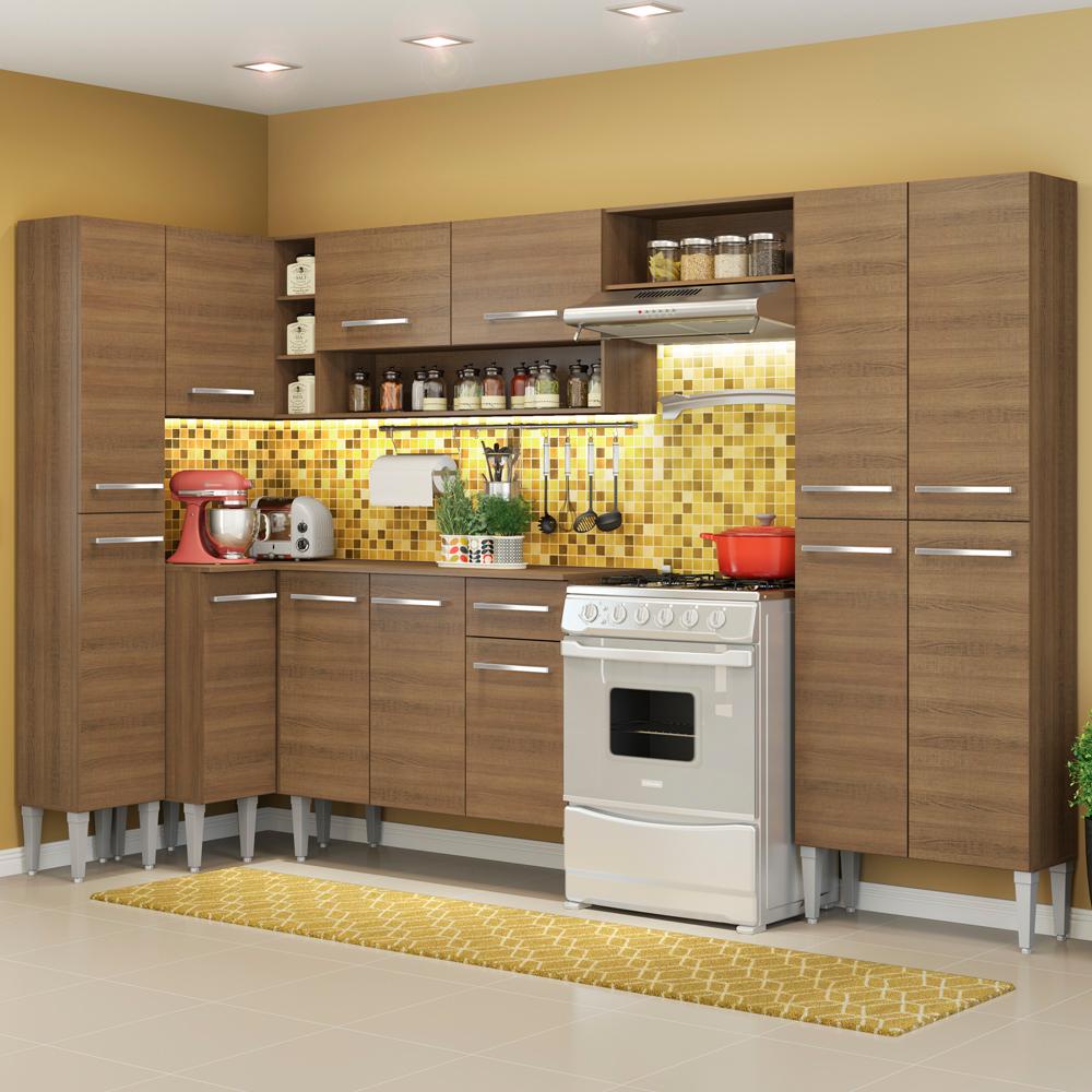 Cozinha Completa de Canto Reto Madesa Emilly Love com Armário e Balcão 13 Portas 1 Gaveta – Rustic Cozinha Completa de Canto Reto Madesa Emilly Love com Armário e Balcão 13 Portas 1 Gaveta – Rustic